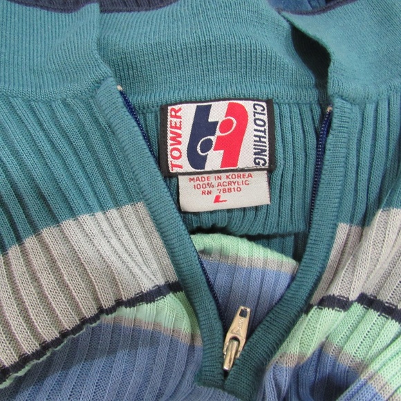 Vintage retro knit striped 1/4 zip sweater - Picture 5 of 5